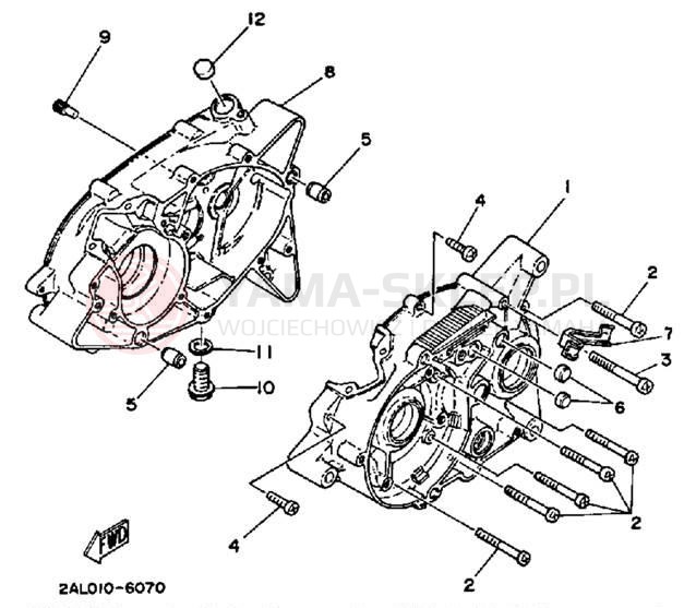 Schemat "Obudowa silnika" do Yamaha YSR50W
