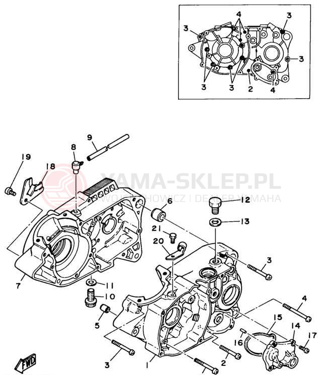 Schemat "Obudowa silnika" do Yamaha RT100H