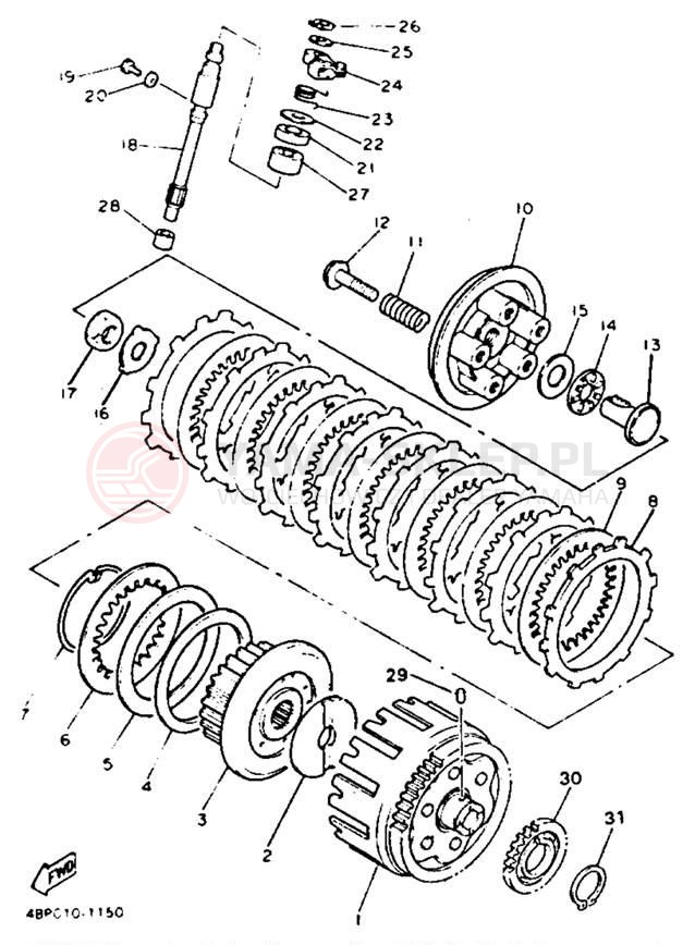 Schemat "sprzęgło" do Yamaha SECA II XJ600SDC/XJ600SD