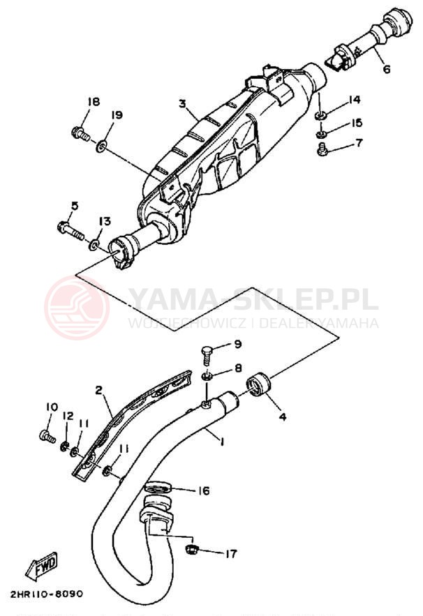 Schemat "Wydech końcowy" do Yamaha BIG BEAR 4WD YFM350FWW