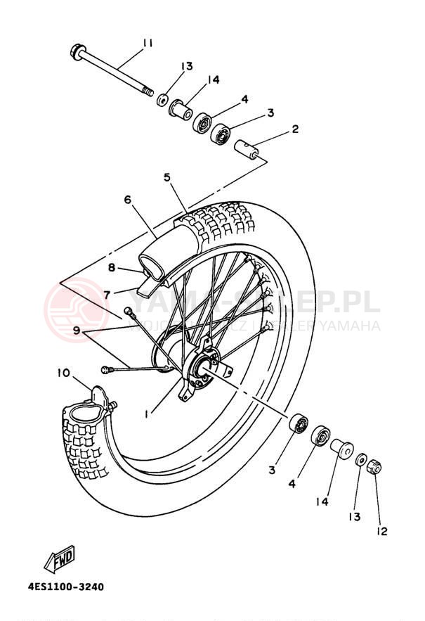 Schemat "Koło przód" do Yamaha YZ80 YZ80J1