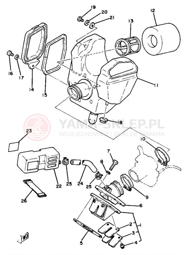 Schemat "Wtrysk paliwa" do Yamaha YZ80J