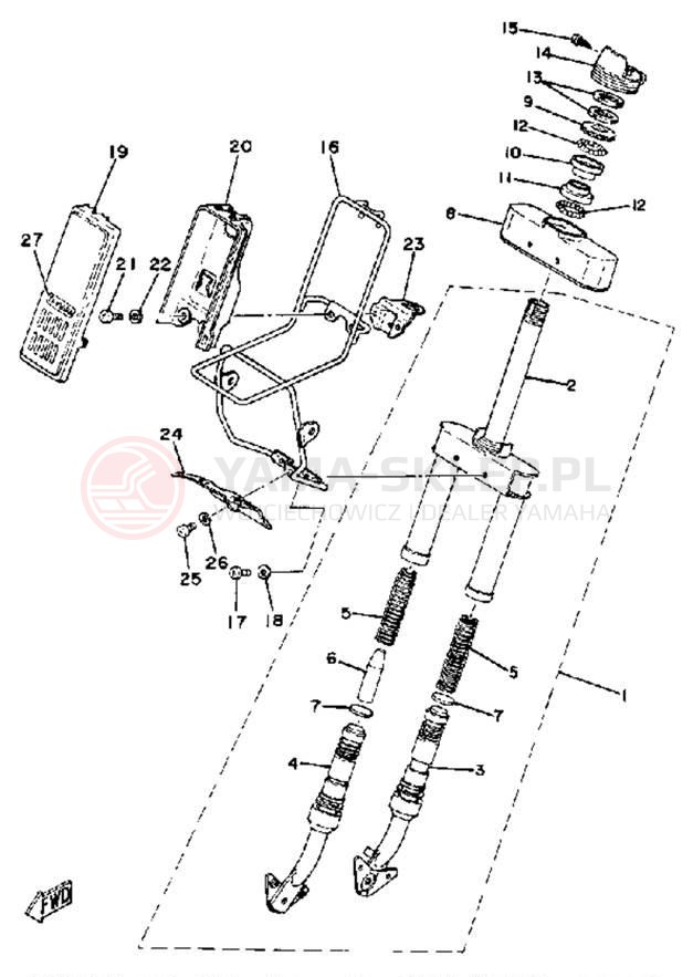Schemat "Amortyzatory przód" do Yamaha QT50F