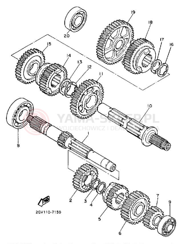 Schemat "Skrzynia biegów " do Yamaha VIRAGO 535 XV535U