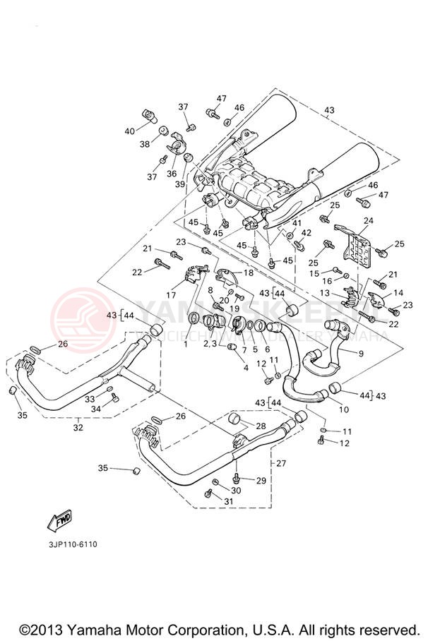 Schemat "Wydech końcowy" do Yamaha V-MAX VMX12VC/VMX12V