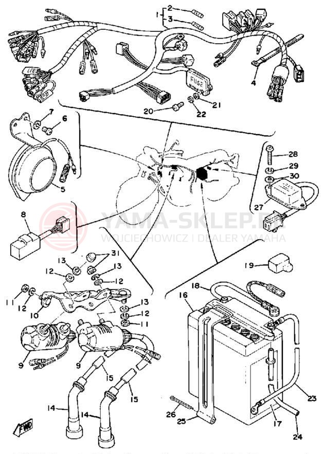 Schemat "układ elektryczny" do Yamaha XS500 XS500E