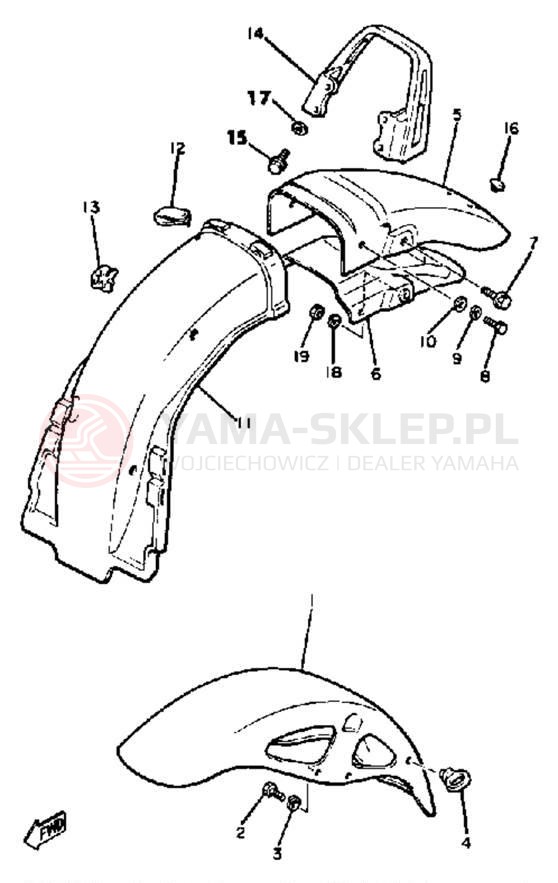 Schemat "Błotniki przód i tył" do Yamaha XJ750RH