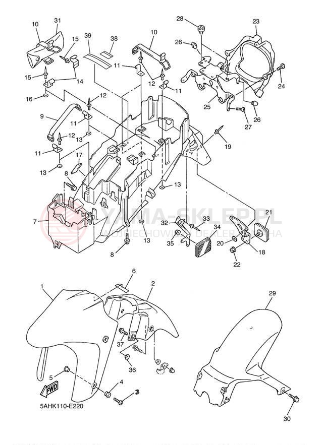 Schemat "błotnik" do Yamaha YZF600R YZF600RW/YZF600RWC