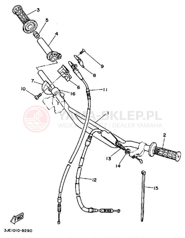 Schemat "Kierownica i osprzęt" do Yamaha YZ250WRW