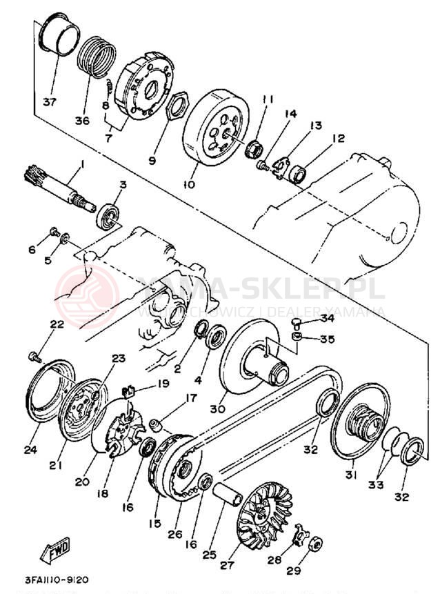 Schemat "sprzęgło" do Yamaha BREEZE YFA1B