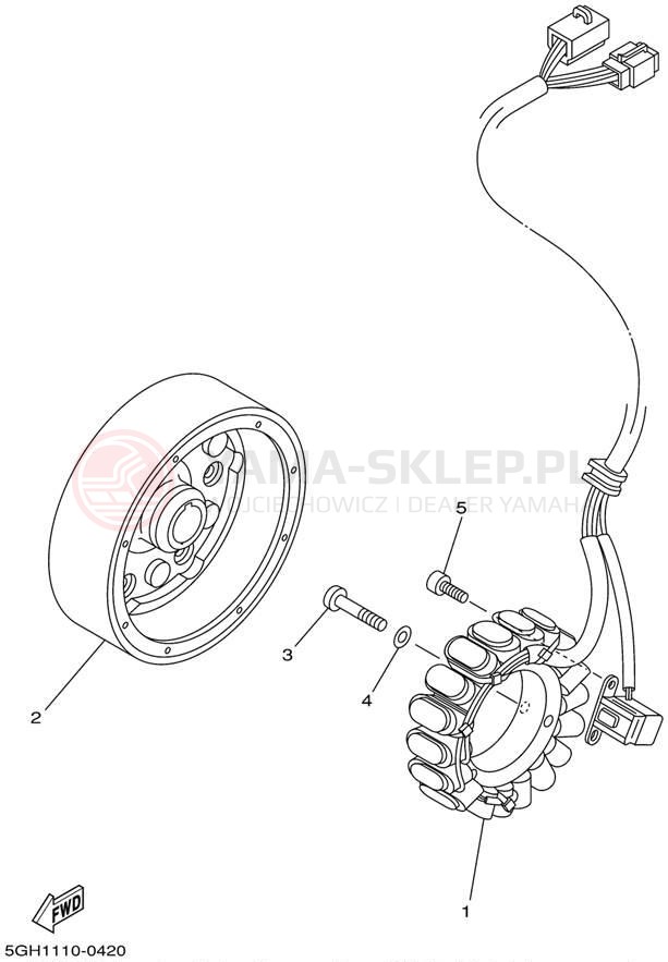 Schemat "prądnica" do Yamaha KODIAK 4WD YFM400FAP