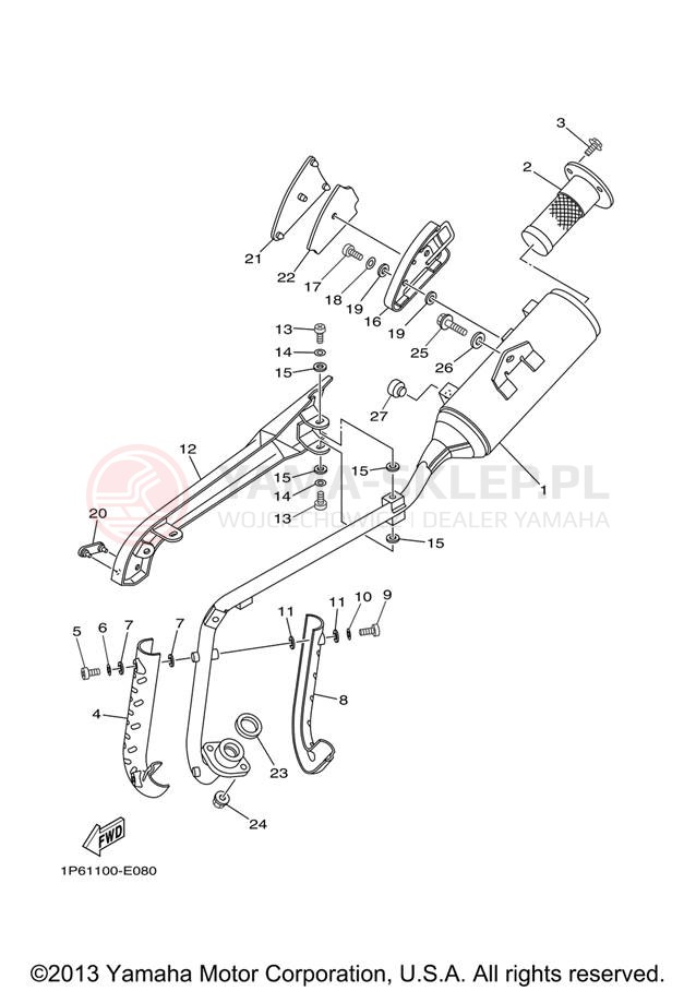 Schemat "Wydech końcowy" do Yamaha TT-R50E ELECTRIC TTR50EV