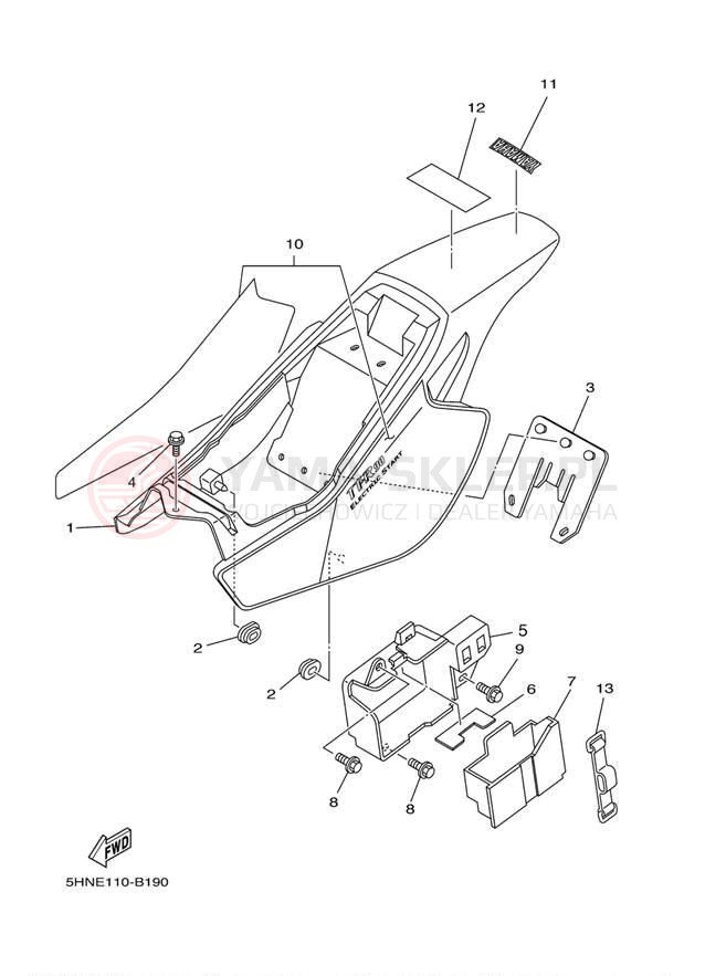 Schemat "Pokrywa boczna" do Yamaha TTR90 TTR90ER
