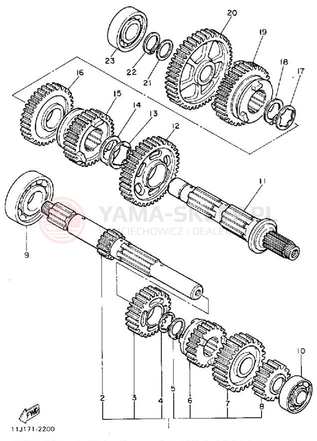 Schemat "Skrzynia biegów " do Yamaha XZ550RJ