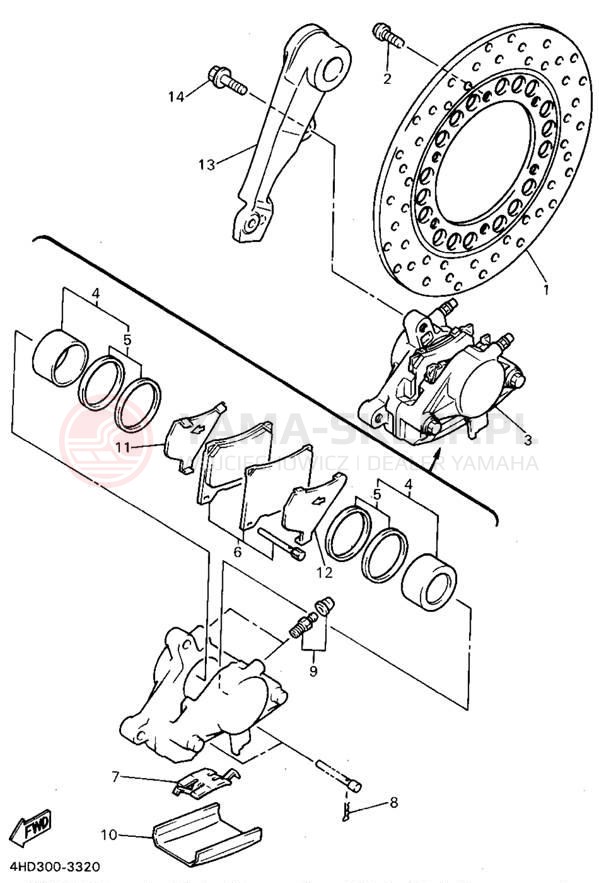 Schemat "Zacisk hamulcowy tylny" do Yamaha YZF750RF/YZF750RFC