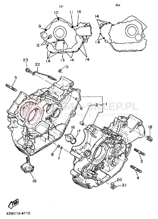 Schemat "Obudowa silnika" do Yamaha VIRAGO 750 XV750AC/XV750A