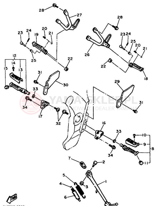 Schemat "Stopka postojowa i podnóżki" do Yamaha FZR600RKC/FZR600RK