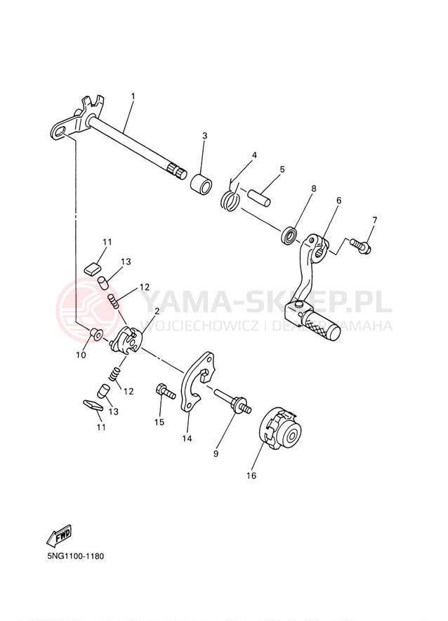 Schemat "Dźwignia zmiany biegów, wałek" do Yamaha WR426F WR426FP