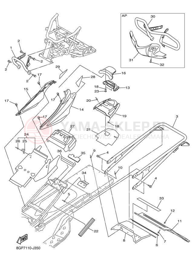 Schemat "zderzak" do Yamaha PHAZER XTX PZ50XTEW