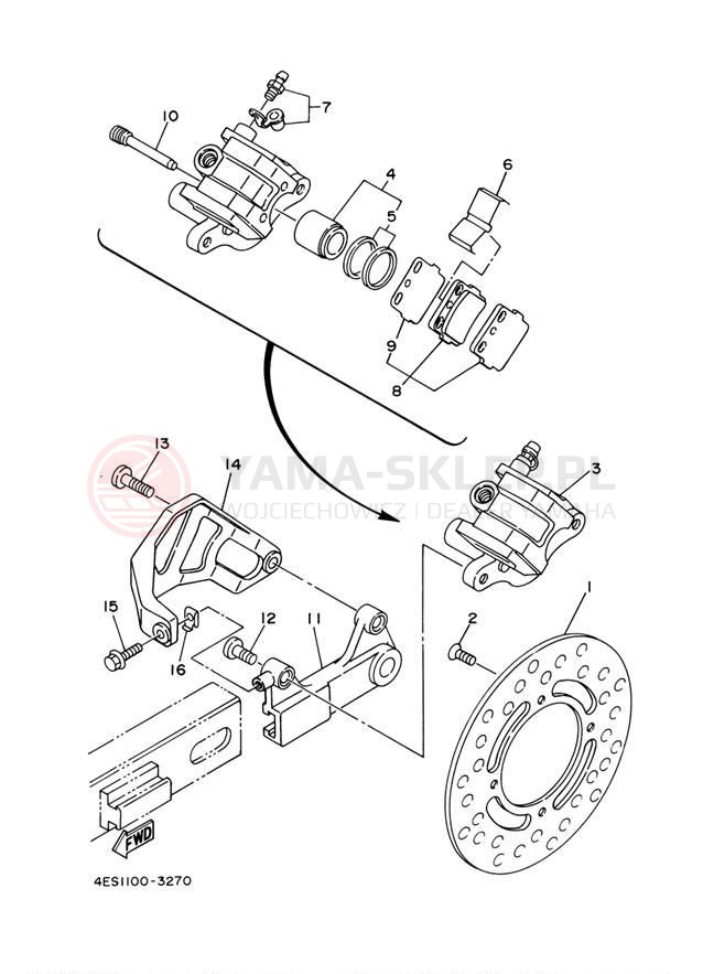 Schemat "Zacisk hamulcowy tylny" do Yamaha YZ80 YZ80M1
