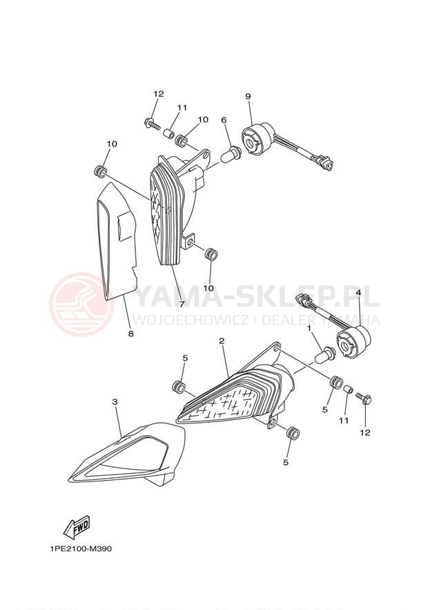 Schemat "Lampa przód" do Yamaha RAPTOR 700 YFM7RDW