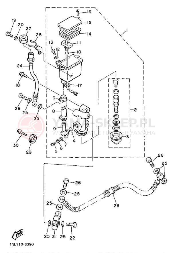 Schemat "Pompa hamulcowa tył" do Yamaha XVZ13DSC/XVZ13DS