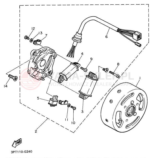 Schemat "prądnica" do Yamaha PW50J1