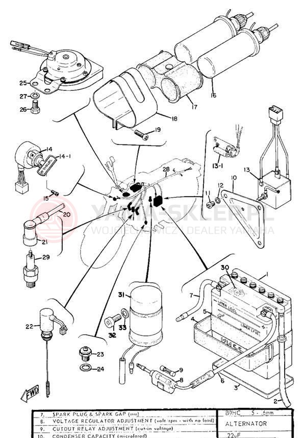 Schemat "układ elektryczny" do Yamaha AS2C