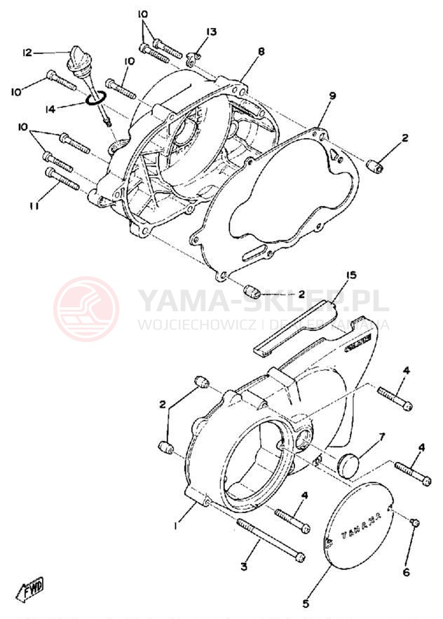 Schemat "Pokrywa silnika" do Yamaha LB80_3D