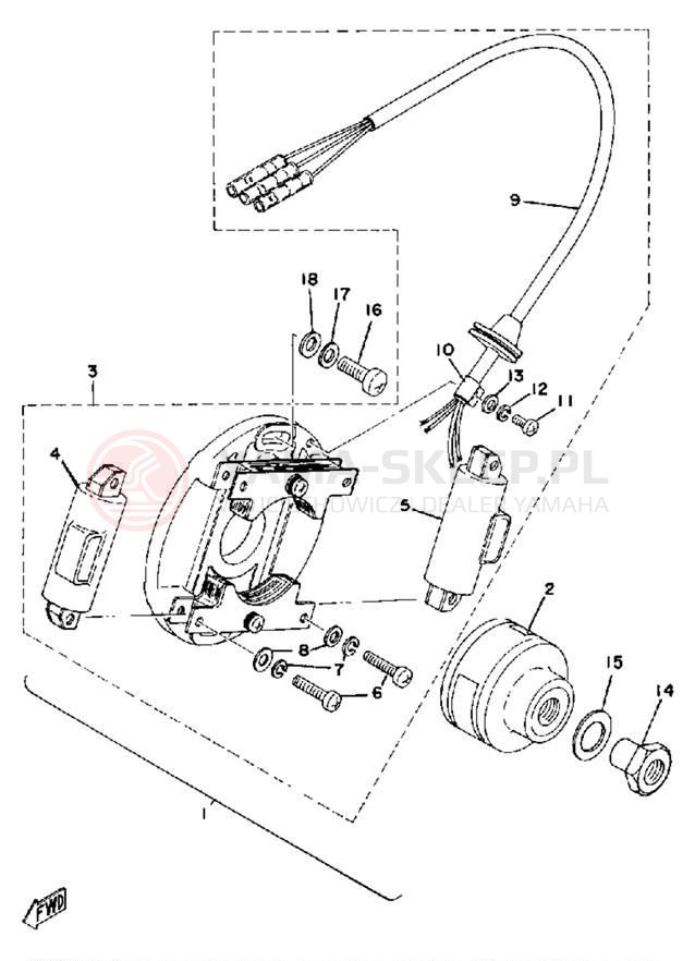 Schemat "Moduł zapłonowy - cewka" do Yamaha YZ175C