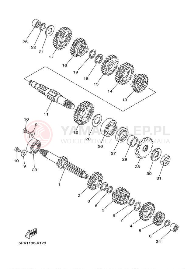 Schemat "Skrzynia biegów " do Yamaha YZ85 YZ85R