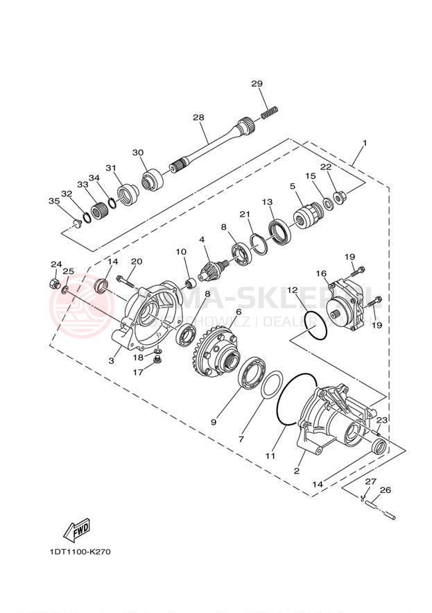 Schemat "Wał napędowy przód" do Yamaha GRIZZLY 550 EPS 4WD YFM5FGPDL