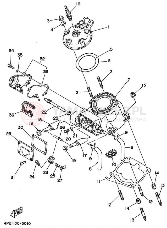 Schemat "głowica" do Yamaha YZ125 YZ125G1