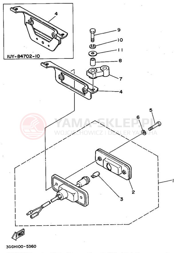 Schemat "lampa tył" do Yamaha BANSHEE YFZ350G