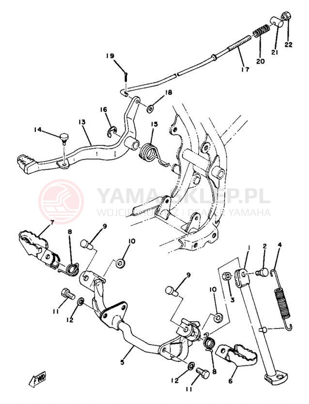 Schemat "Stopka postoj., dźw. Hamulca tył" do Yamaha YZ80E
