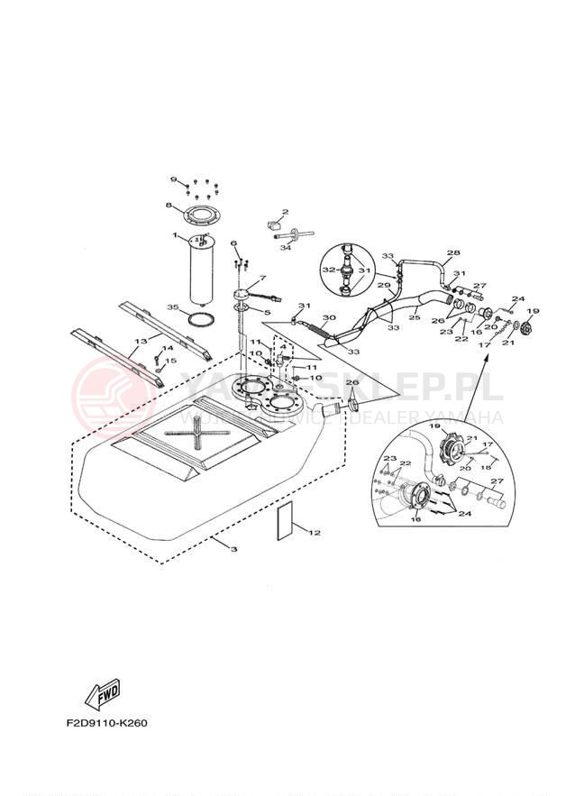 Schemat "zbiornik paliwa" do Yamaha 242 LIMITED SXT1800JK