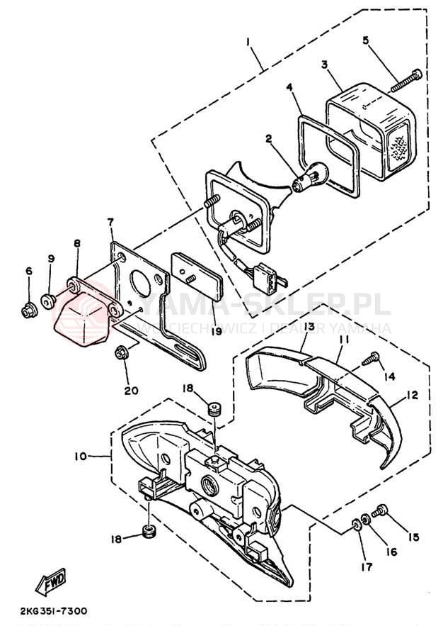 Schemat "lampa tył" do Yamaha RAZZ SH50M