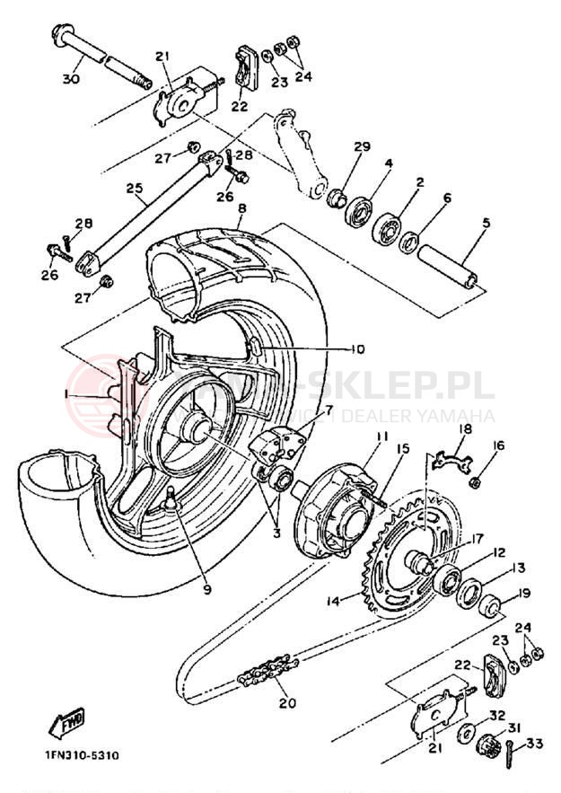 Schemat "Koło tył" do Yamaha FZ700TC/FZ700T