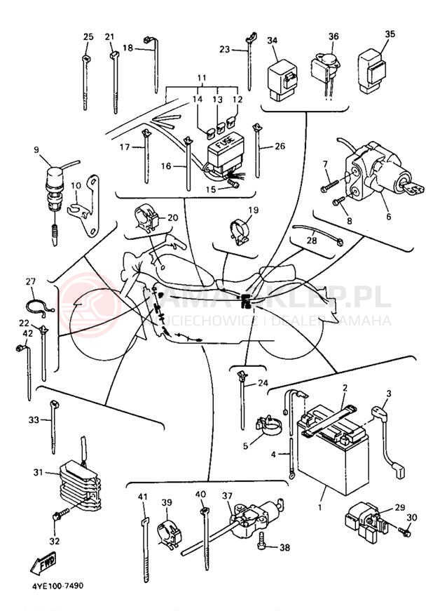 Schemat "układ elektryczny" do Yamaha XVZ13LTJ/XVZ13LTJC