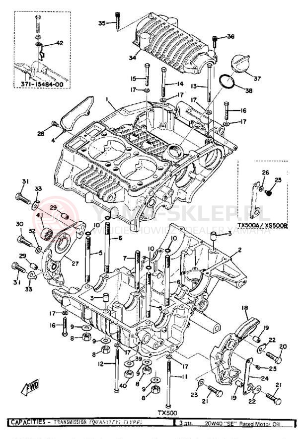 Schemat "Obudowa silnika" do Yamaha TX500A