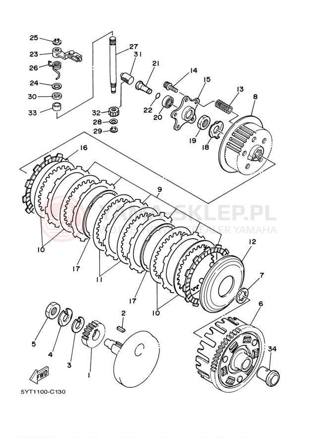 Schemat "sprzęgło" do Yamaha RAPTOR 350 YFM35RYW/YFM35RYL