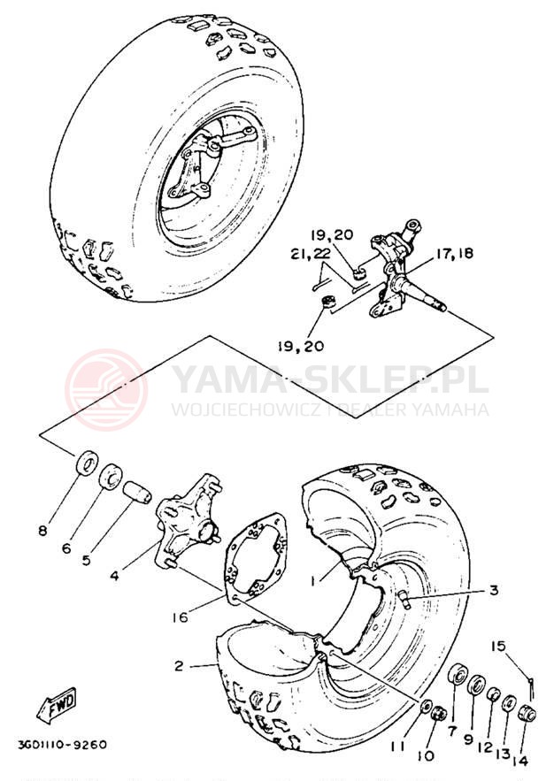 Schemat "Koło przód" do Yamaha WARRIOR YFM350XE