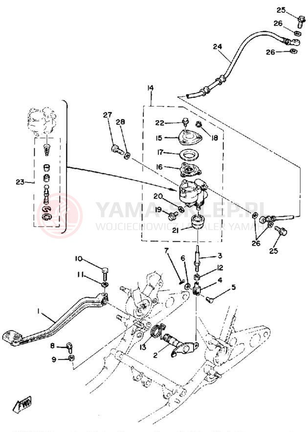 Schemat "Pompa hamulcowa tył" do Yamaha XS850SG