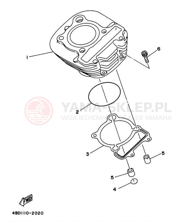 Schemat "cylinder" do Yamaha TIMBERWOLF YFB250UK