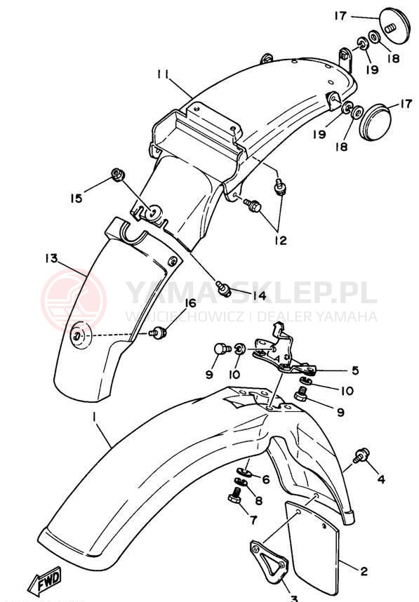 Schemat "błotnik" do Yamaha RT100H