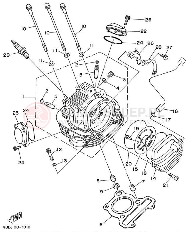Schemat "głowica" do Yamaha TIMBERWOLF 2WD YFB250FWL