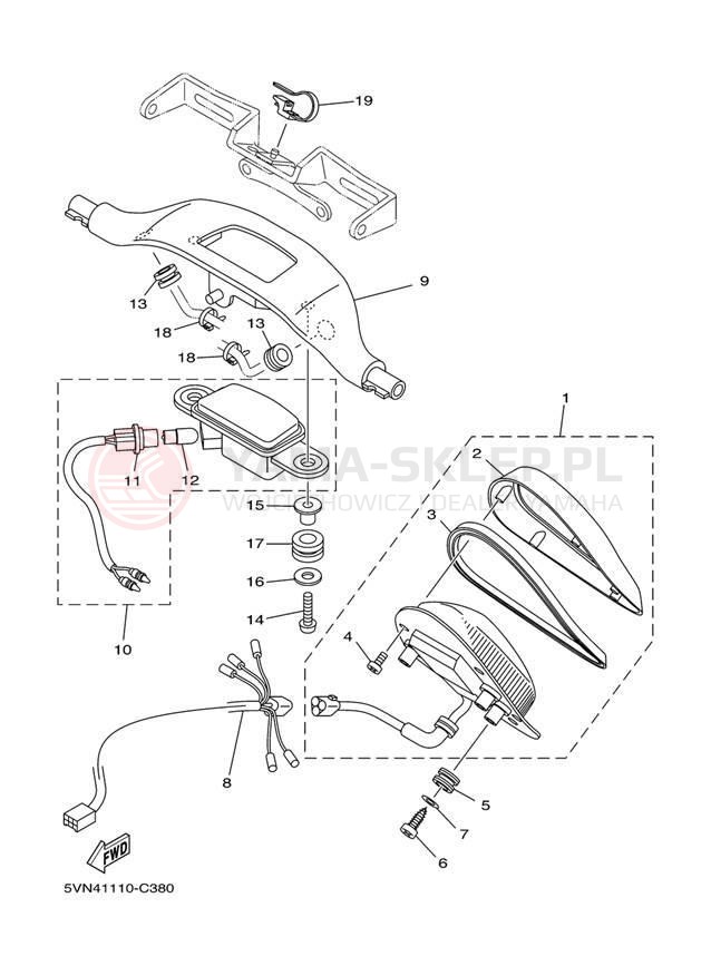 Schemat "lampa tył" do Yamaha ROAD STAR XV17ASC/XV17AS