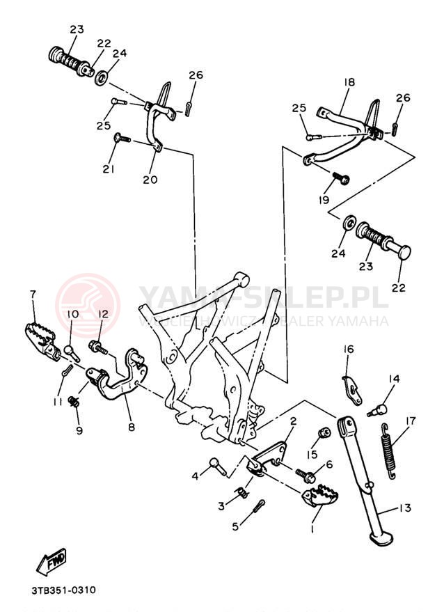 Schemat "Stopka postojowa i podnóżki" do Yamaha XT600EAC/XT600EA