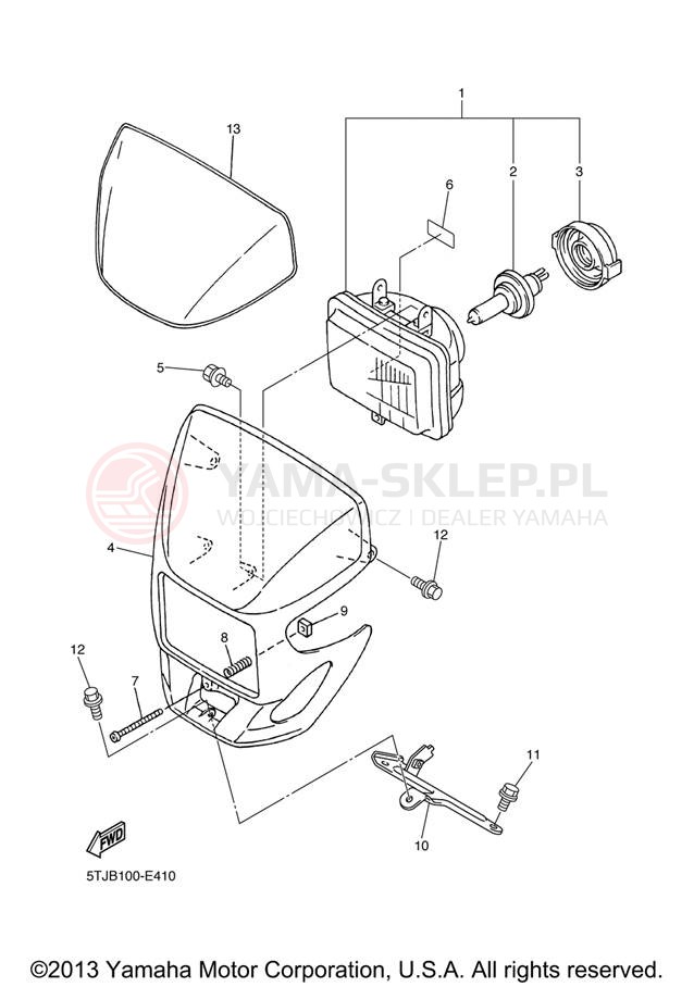 Schemat "Lampa przód" do Yamaha WR450F WR450FV