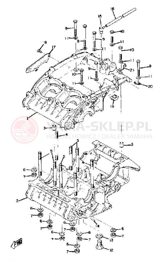 Schemat "Obudowa silnika" do Yamaha RD250B